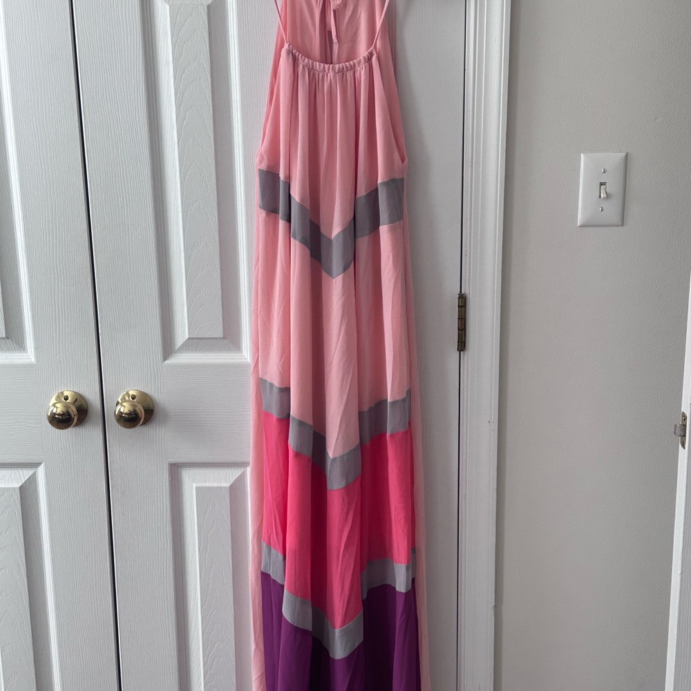 Elegant Pink and Purple Maxi Dress